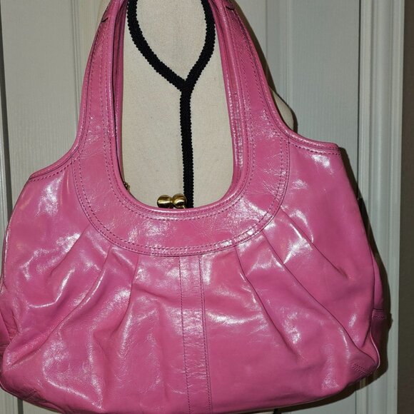 COACH 12520 Ergo Pleated Pink Patent Leather Satchel - Picture 2 of 5